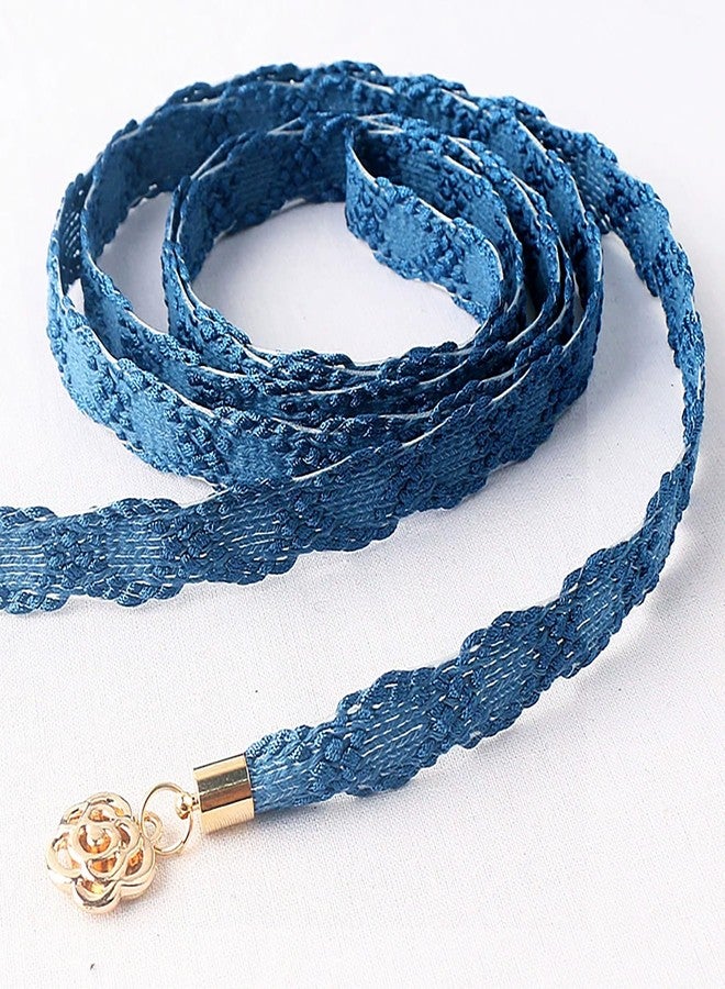 NIDMIDO Elegant Braid Belt for Women Woven Trendy Waist Belt Decorative Dress Belt for Women Girls Outfit (Denim Blue) - Image 3